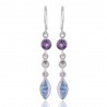 Amethyst and Rainbow Moonstone Silver Dangle Drop Earring