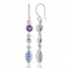 Amethyst and Rainbow Moonstone Silver Dangle Drop Earring