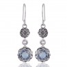 Blue Topaz Gemstone Dangler Earring Sterling Silver Trendy Jewelry