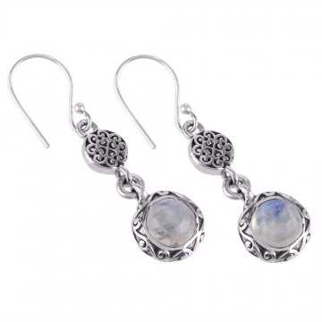 Rainbow Moonstone Gemstone Dangle Earring Solid Silver Designer Earrings