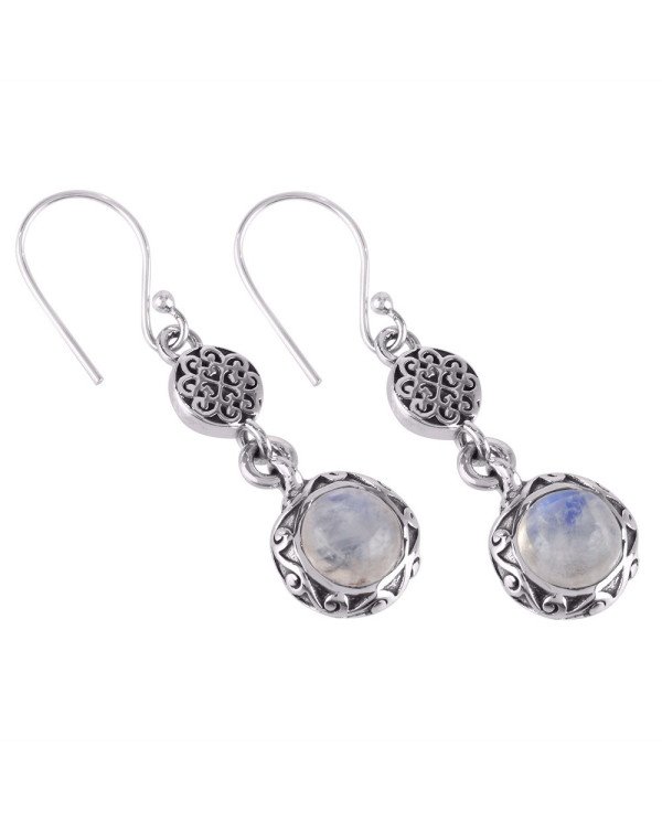 Rainbow Moonstone Gemstone Dangle Earring Solid Silver Designer Earrings