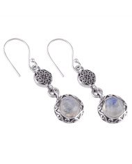Rainbow Moonstone Gemstone Dangle Earring Solid Silver Designer Earrings