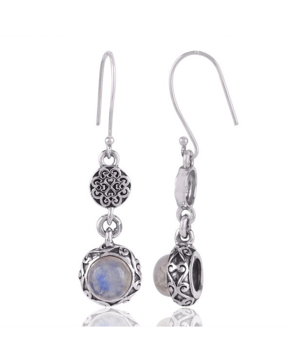 Rainbow Moonstone Gemstone Dangle Earring Solid Silver Designer Earrings