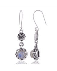 Rainbow Moonstone Gemstone Dangle Earring Solid Silver Designer Earrings