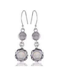Rainbow Moonstone Gemstone Dangle Earring Solid Silver Designer Earrings