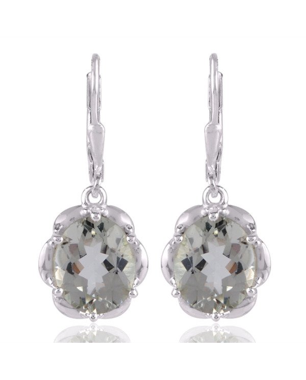 Sterling Silver Green Amethyst Gemstone Earring for Womens