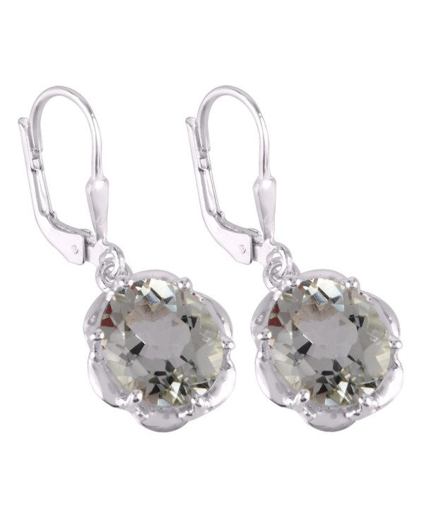 Sterling Silver Green Amethyst Gemstone Earring for Womens