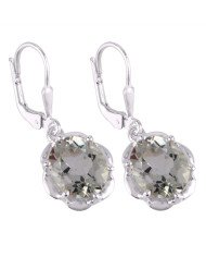 Sterling Silver Green Amethyst Gemstone Earring for Womens