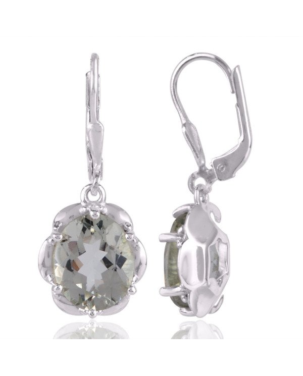 Sterling Silver Green Amethyst Gemstone Earring for Womens