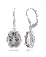 Sterling Silver Green Amethyst Gemstone Earring for Womens