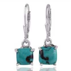 Tibetan Turquoise Birthstone Earring Sterling Silver Dangle Earring