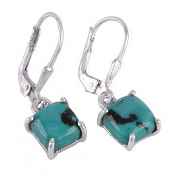 Tibetan Turquoise Birthstone Earring Sterling Silver Dangle Earring