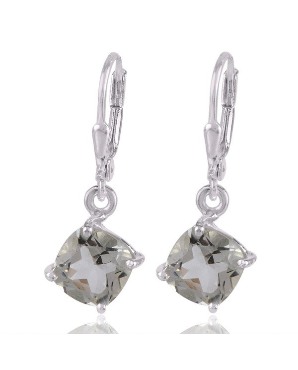 Green Amethyst as known as Prasiolite Gemstone Solid Silver Earrings.