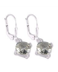 Green Amethyst as known as Prasiolite Gemstone Solid Silver Earrings.