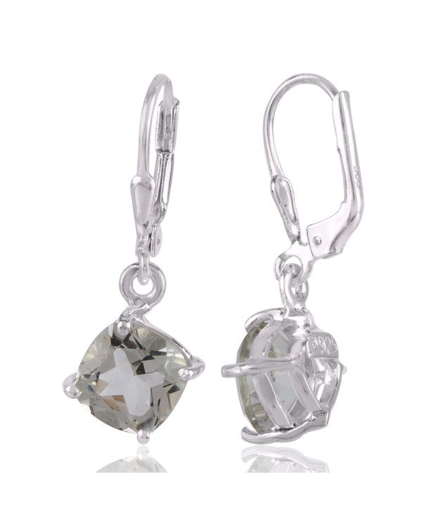 Green Amethyst as known as Prasiolite Gemstone Solid Silver Earrings.