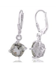 Green Amethyst as known as Prasiolite Gemstone Solid Silver Earrings.