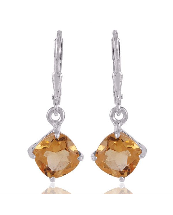 Quality Gemstone Citrine Dangle Earring 925 Silver Jewelry