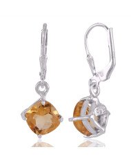 Quality Gemstone Citrine Dangle Earring 925 Silver Jewelry