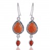 Spunge Coral and Red Coral Drop Earring Silver Coral Earring