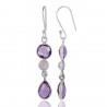 Amethyst and Rainbow Moonstone Dangle Drop Solid Silver Earring