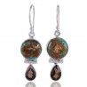 Boulder Copper Turquoise and Smoky Quartz Drop Earring Silver Jewelry