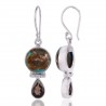 Boulder Copper Turquoise and Smoky Quartz Drop Earring Silver Jewelry