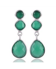 Sterling Silver Green Onyx Stud Earring Green Stone