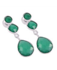 Sterling Silver Green Onyx Stud Earring Green Stone