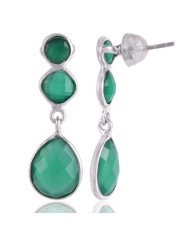 Sterling Silver Green Onyx Stud Earring Green Stone
