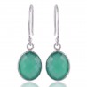Sterling Silver Green Onyx Gemstone Simple Single Stone Earring Bezel Set Earring