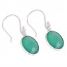 Sterling Silver Green Onyx Gemstone Simple Single Stone Earring Bezel Set Earring