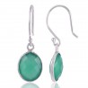 Sterling Silver Green Onyx Gemstone Simple Single Stone Earring Bezel Set Earring