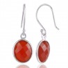 Solid Silver Red Onyx Gemstone Simple Single Stone Earring Bezel Set Earring