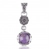 Natural Amethyst Gemstone 925 Sterling Silver Cluster Pendant| Jewels Artisan