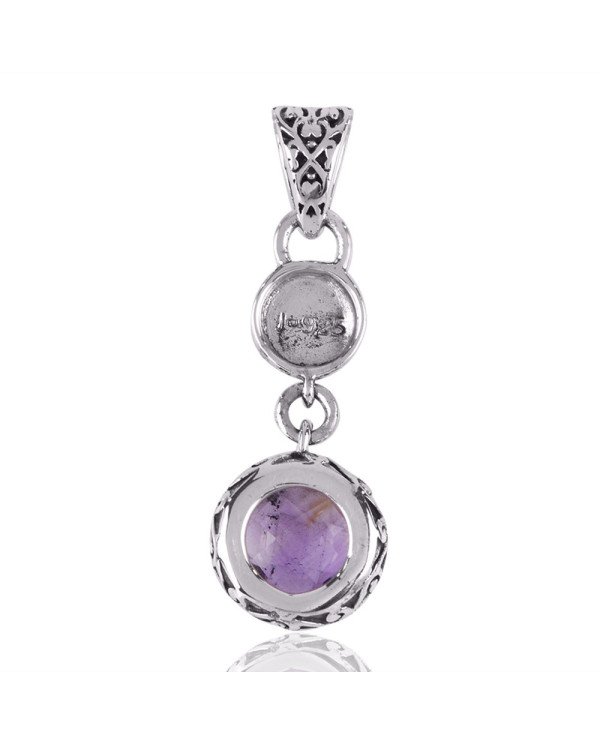 Natural Amethyst Gemstone 925 Sterling Silver Cluster Pendant| Jewels Artisan