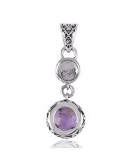 Natural Amethyst Gemstone 925 Sterling Silver Cluster Pendant| Jewels Artisan