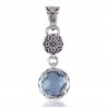 Natural Sky Blue Topaz Gemstone 925 Sterling Silver Cluster Pendant| Jewels Artisan