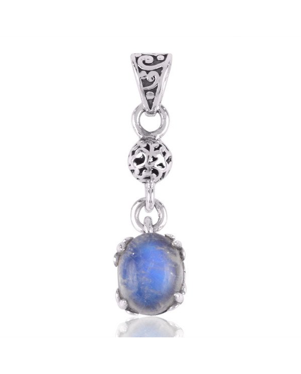 Rainbow Moonstone and Solid Silver Dangle Locket Pendant