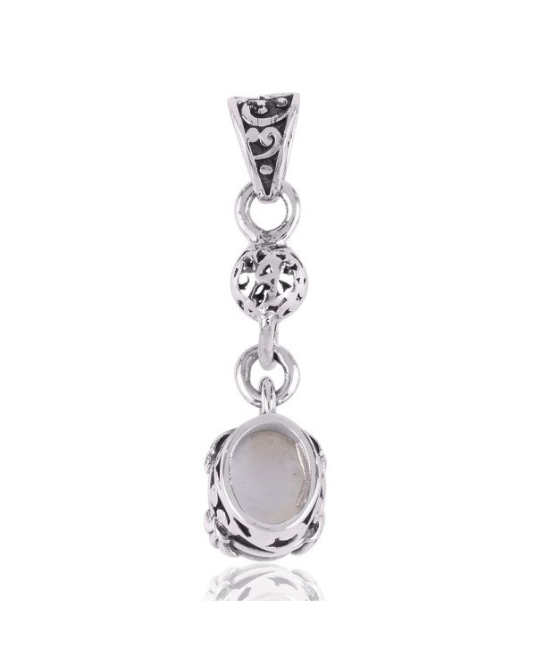 Rainbow Moonstone and Solid Silver Dangle Locket Pendant