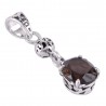 Smoky Quartz and Solid Silver Dangle Locket Pendant