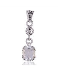 Crystal Quartz and Solid Silver Dangle Locket Pendant