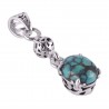Natural Turquoise and Solid Silver Dangle Locket Pendant