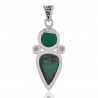 Sterling Silver Malachite Peridot and Green Onyx Green Pendant Necklace