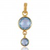 18K Gold Plated Sterling Silver and Blue Topaz Dangler Pendant Necklace