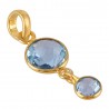 18K Gold Plated Sterling Silver and Blue Topaz Dangler Pendant Necklace
