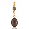 Smoky Quartz and 18K Gold Plated Silver Dangle Pendant Locket Smokey