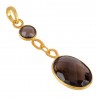 Smoky Quartz and 18K Gold Plated Silver Dangle Pendant Locket Smokey