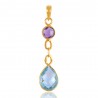 Amethyst and Blue Topaz 18K Gold Plated Silver Dangle Pendant Locket
