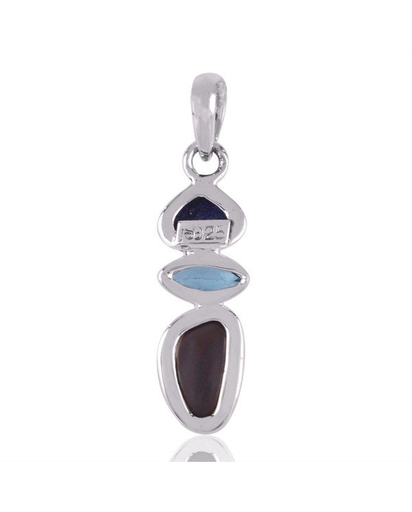 Opal Blue Topaz and Lapis Lazuli Sterling Silver Pendant Jewelry