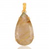 Rutilated Quartz AKA Yellow Rutile Gold Plated Silver Prong Set Pendant Necklace